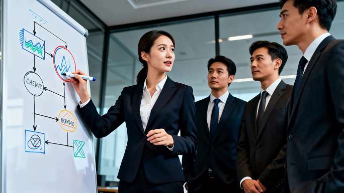 商务成功人士洽谈合作 职场精英团队协作