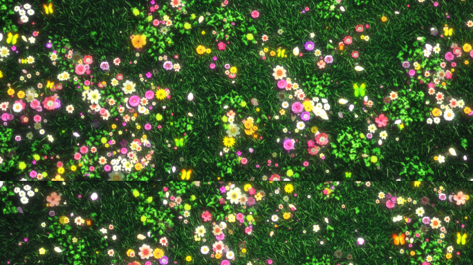 唯美草地花朵生长地面互动投影