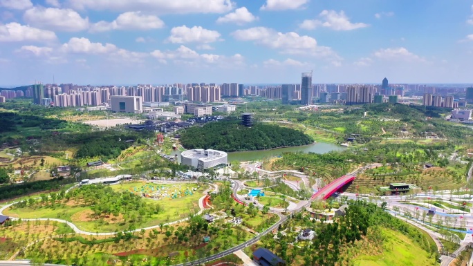 4K荆门园博园 城市航拍 漳河 新区