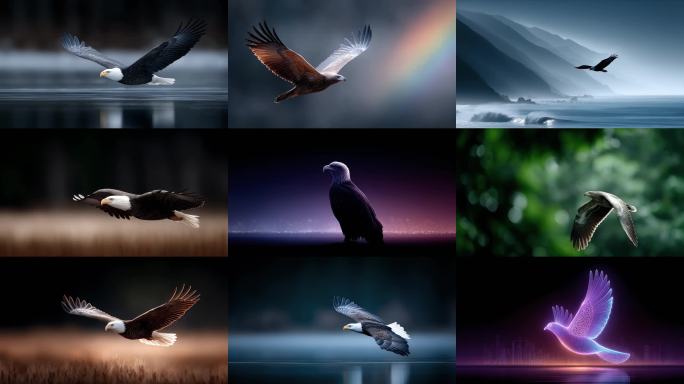 雄鹰展翅翱翔天际尽显英雄本色