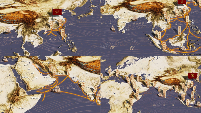 复古浅色系海上丝绸之路（高清视频）