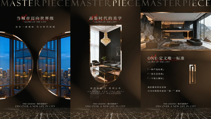 【竖版】黑金创意时尚样板间高级感地产图文