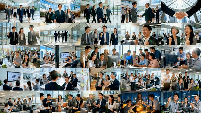 企业团队群像成功的喜悦瞬间