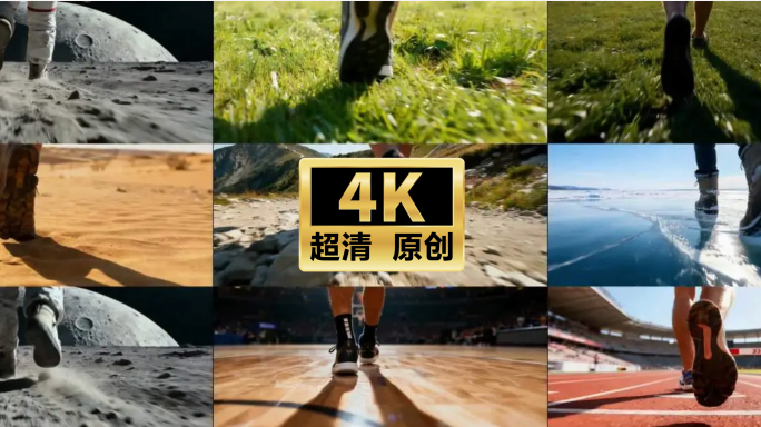 不同场景下行走的脚步特写