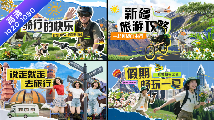 撕纸拼贴风 旅游生活记录