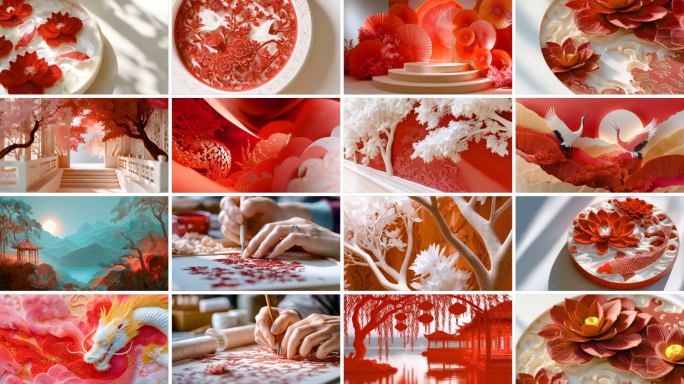 国风剪纸风格民间艺术非遗剪纸文化喜庆剪纸