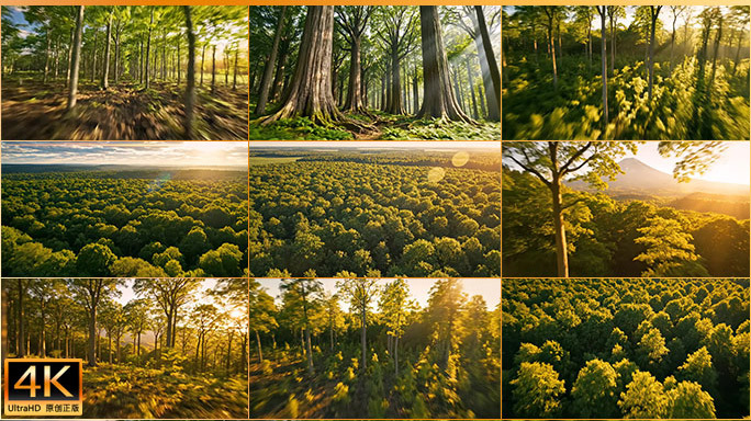 森林生长动画 植物造林 森林航拍树林生长