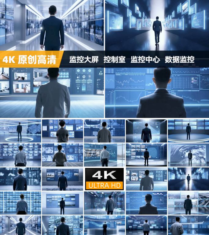 监控大屏人物背影控制室大屏操虚拟空间