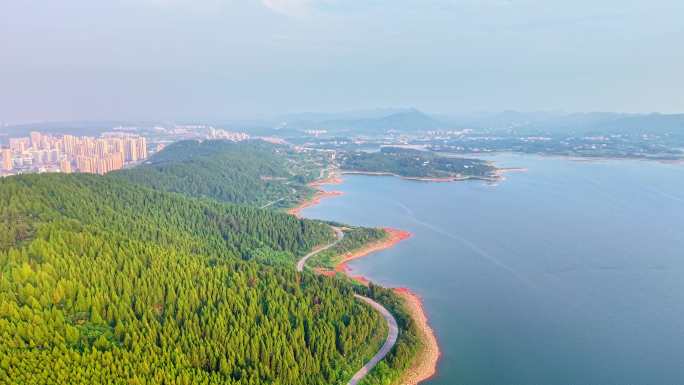 4K京山市 惠亭山水库 京山航拍