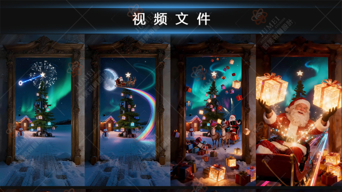 裸眼3D圣诞节喜庆LED竖屏视频素材