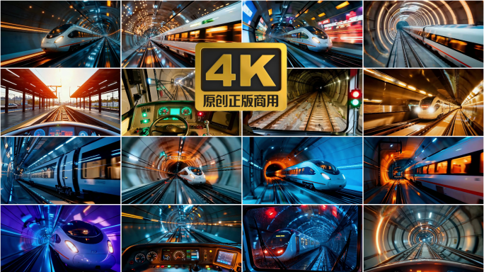 4K地铁隧道动车高铁隧道第一视角穿梭