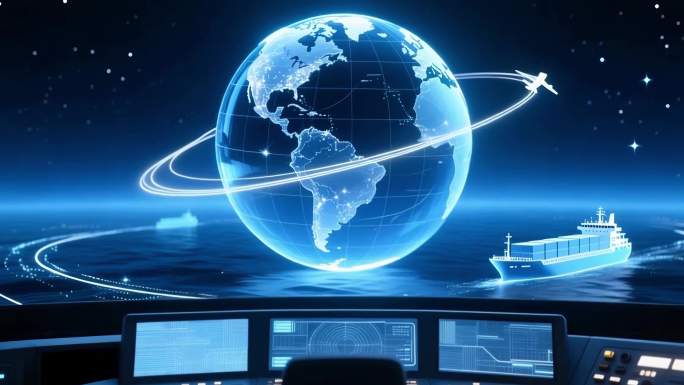 全球化区块链科技经济贸易轮船飞机