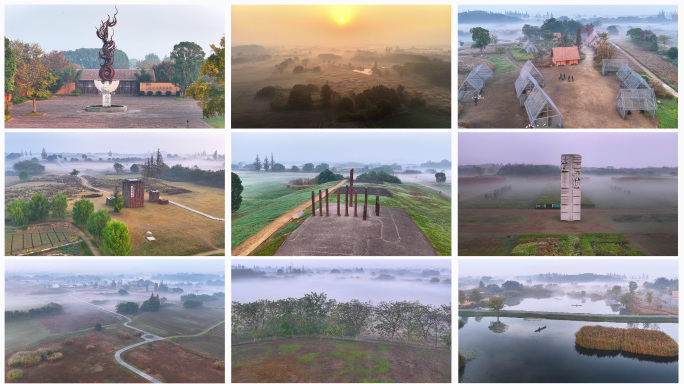 超美2025杭州良渚古城晨雾秋天日出