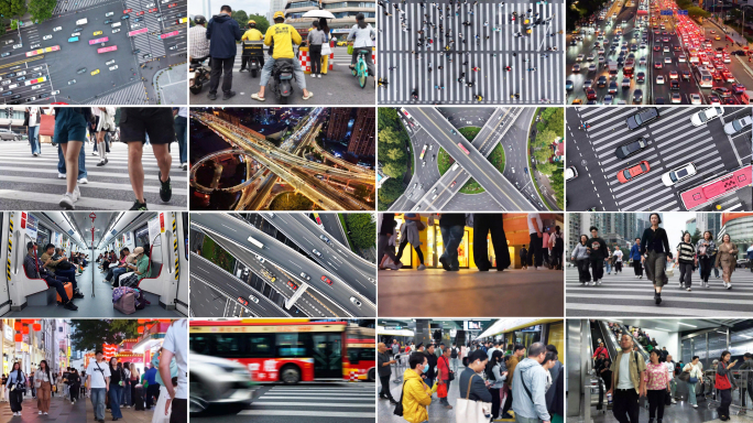 城市广州人流车流脚步人群交通延时地铁快闪