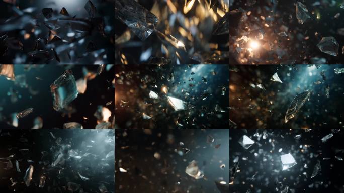 3D水晶碎裂动画玻璃碎片爆炸特效