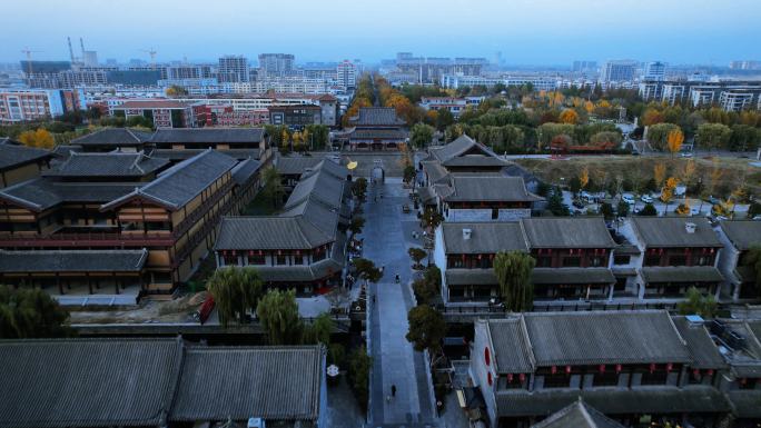 莒国古城古建群黄昏航拍视角