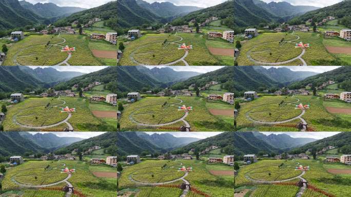 航拍山村田园风光