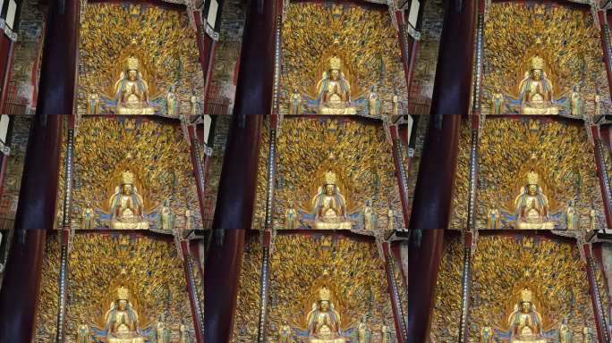 大足石刻宝顶山千手观音金色佛像