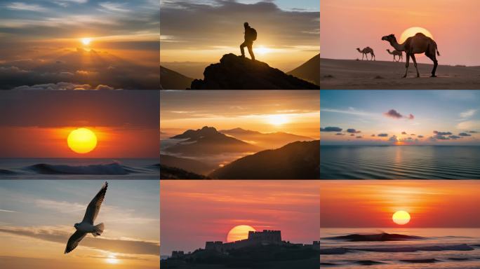 日出云海太阳升起海上日出夕阳日落延时ai
