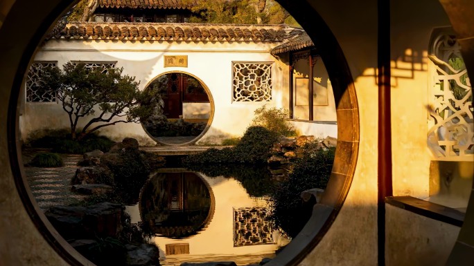 4k苏式园林中式庭院景观航拍园林