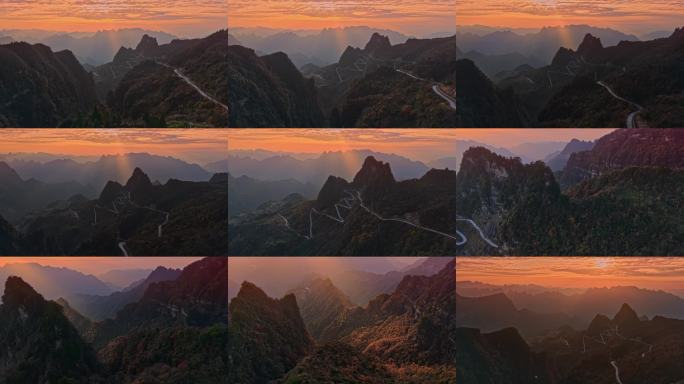 金色霞光映山峦