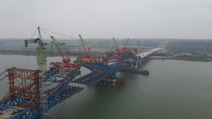 跨江大桥工程航拍