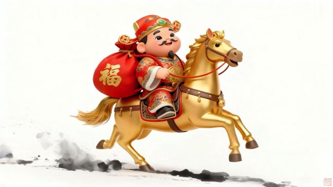 《三款》喜庆水墨风财神送福素材