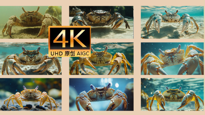 螃蟹特写镜头集锦 水陆螃蟹高清实拍 海鲜