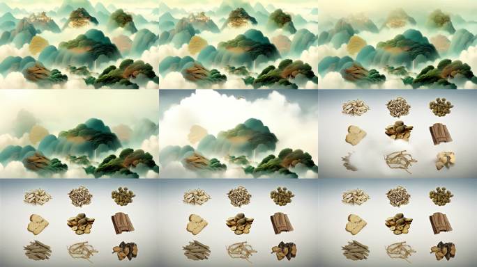 水墨山水中药材动画