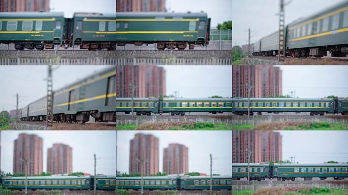 火车绿皮火车移轴摄影