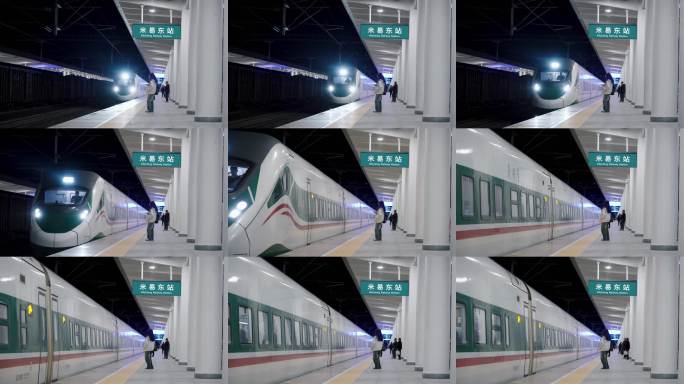 夜晚复兴号高铁到达米易东站