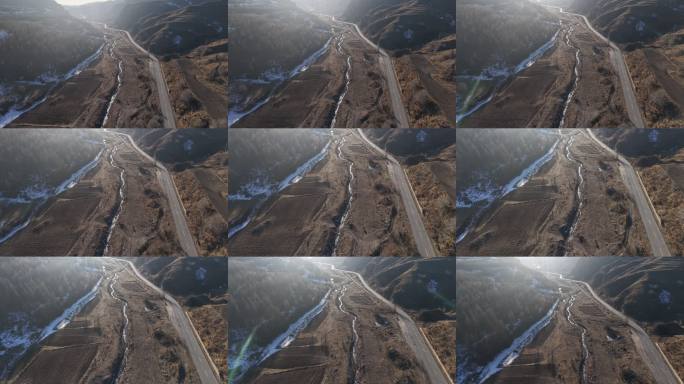 山间田野晨雾航拍