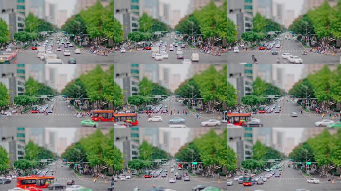 城市街道车流移轴延时摄影