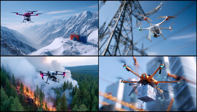 科技感无人机救援农业无人机多场景应用展示