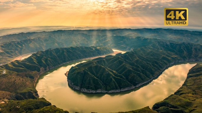 黄河老牛湾晋陕大峡谷航拍延时