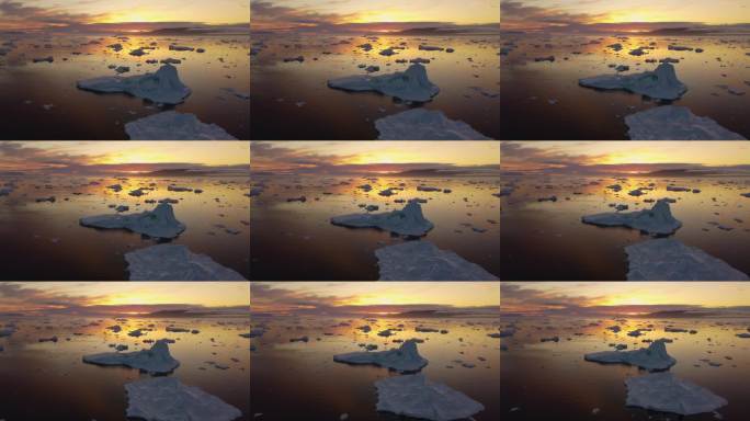 气候变化对格林兰冰山在日落时的影响