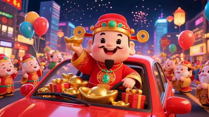 2026财神送福喜庆动画卡通财神贺岁视频