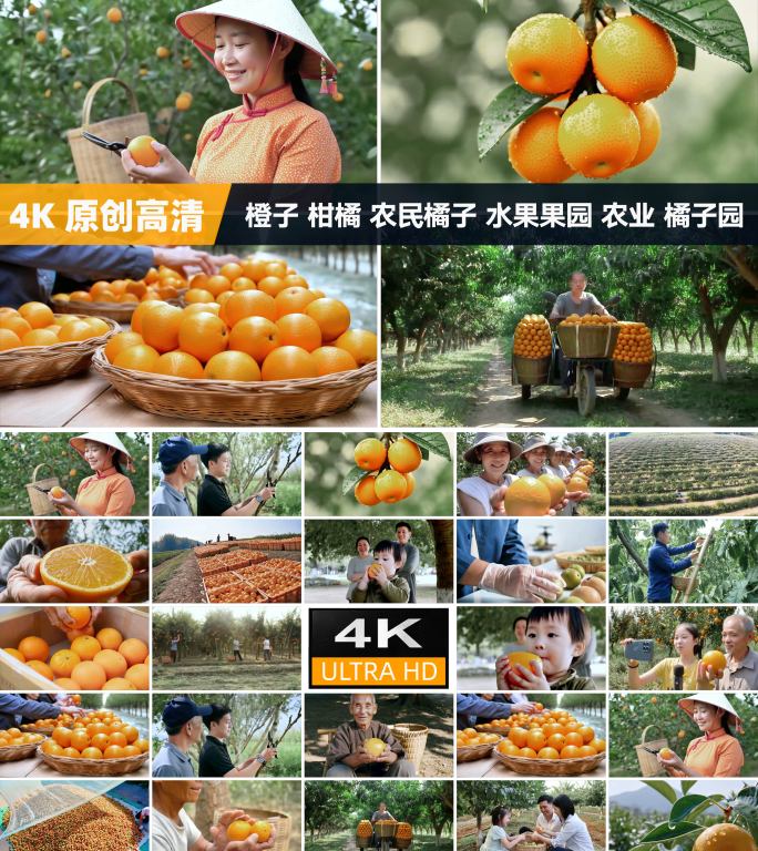 橙子柑橘农民水果果园农业 扶贫 乡村丰收