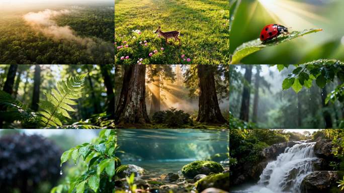 森林大自然航拍树林阳光云雾植物ai素材原