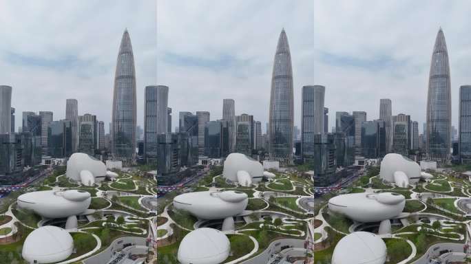 深圳湾文化广场春笋大厦竖屏航拍