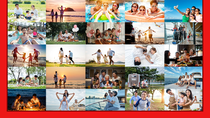 家庭亲子时光母子父子一家人幸福温馨生活