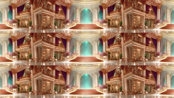 6k欧式水晶宫殿城堡复古舞台背景