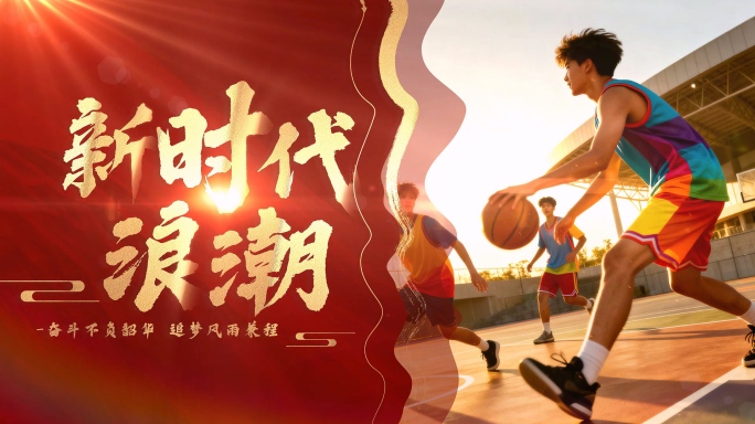 红色照片图文篇章标题片头