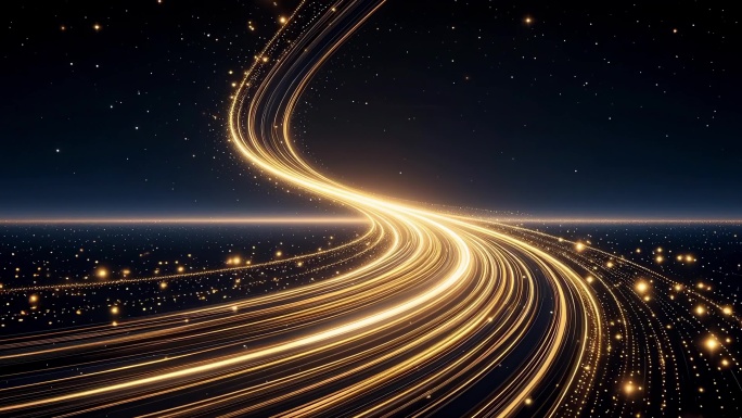 金色粒子星光道路光效背景