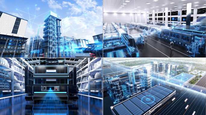 智能工厂数字化生产HUD科技工厂智慧园区