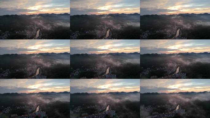 山间晨雾缭绕风光