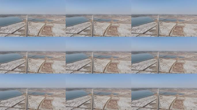 航拍盐湖盐田景观
