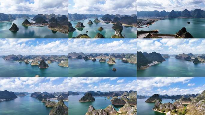 喀斯特风光渠洋湖万峰山水风光广西靖西风景