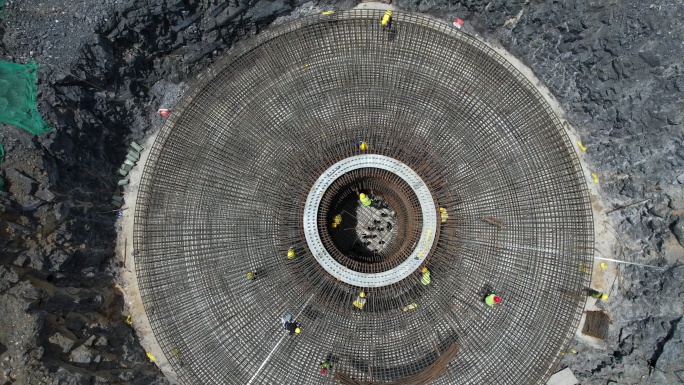 风电能源山顶风力发电建设实景航拍