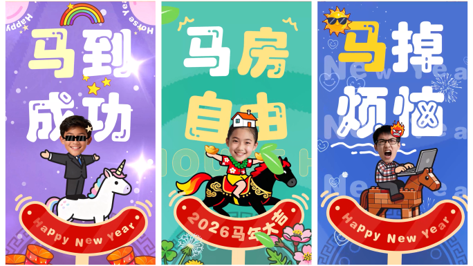 2026马年春节拜年祝福趣味动画可换头像